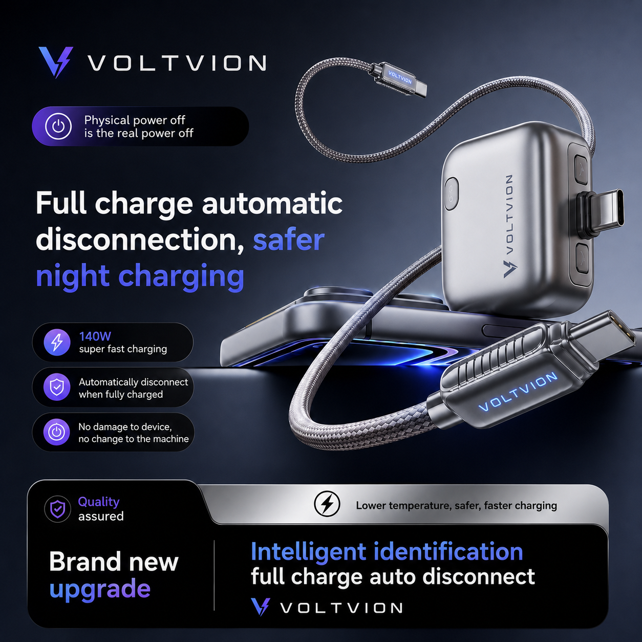 Voltvion 140W USB-C Smart Charging Adaptor with Auto Shut-Off