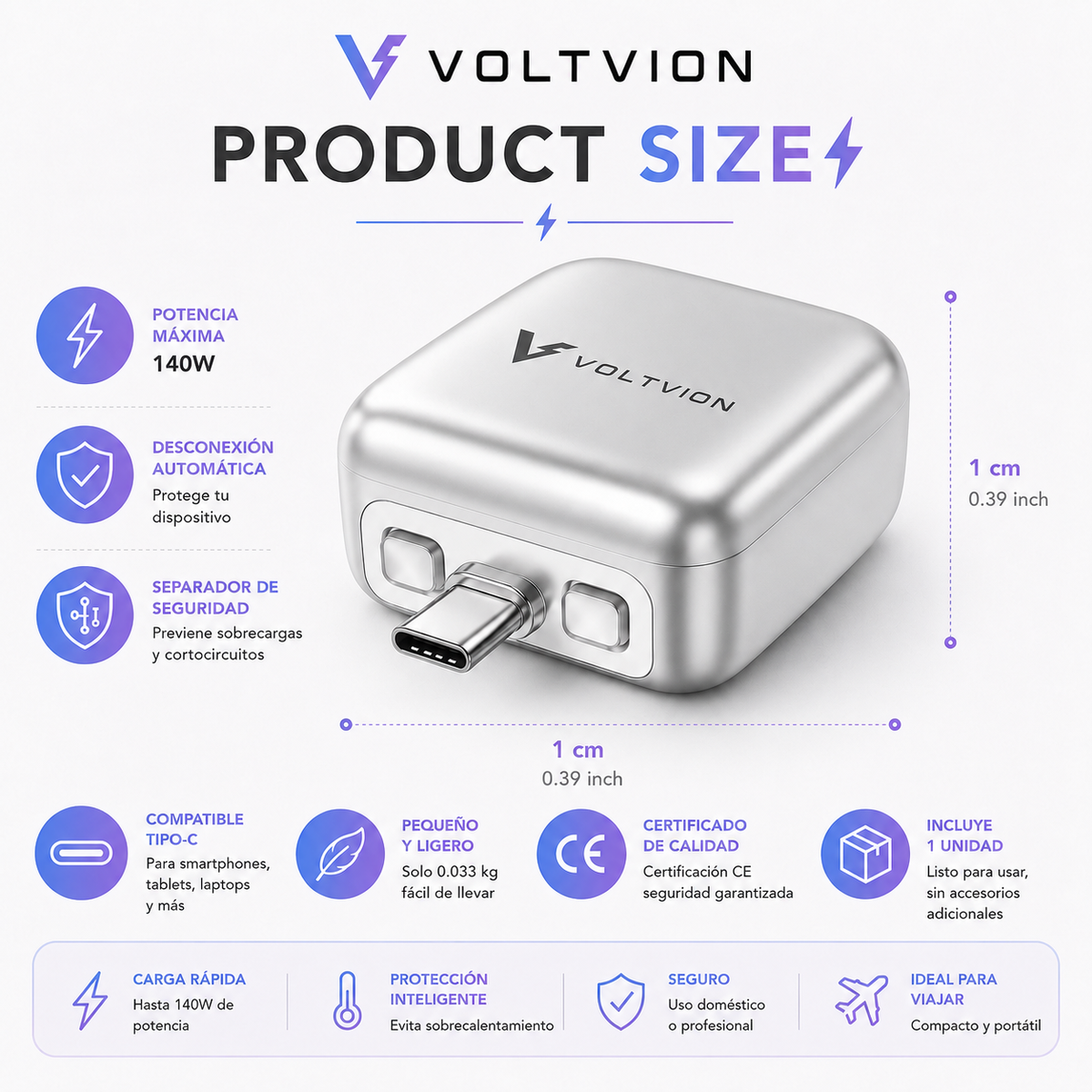 Voltvion 140W USB-C Smart Charging Adaptor with Auto Shut-Off
